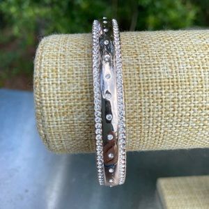 Gold Cuff Bracelet with Microcrystals